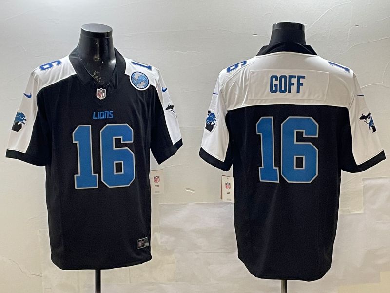 Men Detroit Lions #16 Goff Black Thanksgiving three generations 2025 Nike Limited NFL Jersey style 5